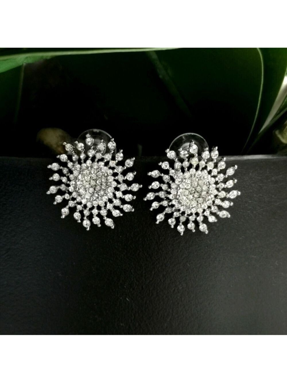New, sunburst earrings in Swarovski Crystal Silver tone